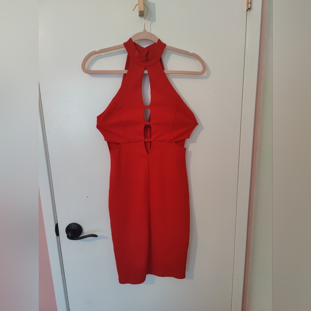 Windsor Scarlet Backless Halter Dress